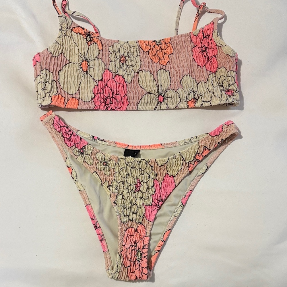 Triangl Swimwear Floral Bikini - Pink and Orange